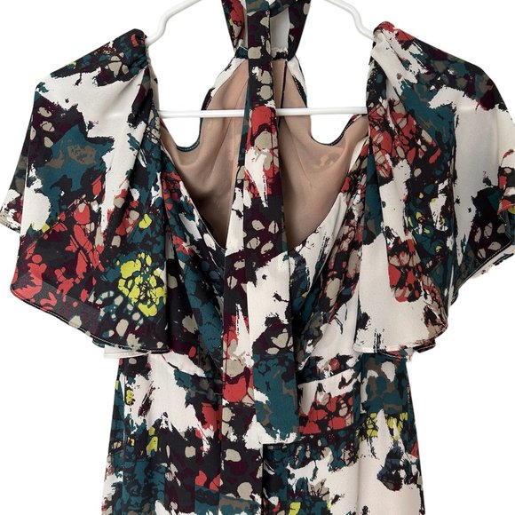 BCBG MaxAzria Green/Multicolor Print Kelly Ruffled Off-The-Shoulder Dress Size 0 - Picture 7 of 9